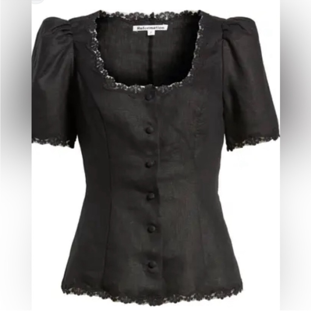Reformation Black Button-Up Top
